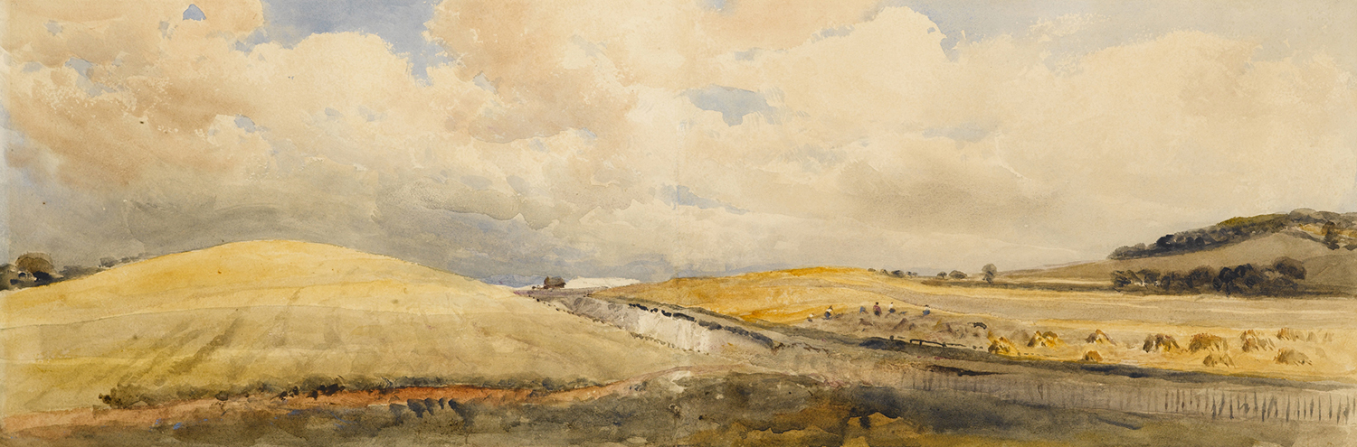 Cornfields near Tring Station, Hertfordshire, by Peter De Wint, 1847.
