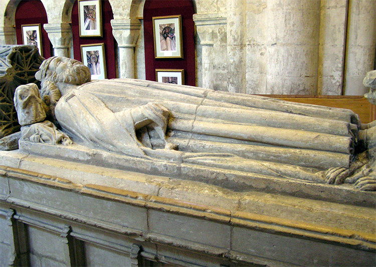 Empty fifteenth-century tomb of King Æthelstan at Malmesbury Abbey.