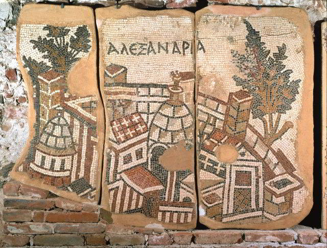 The city of Alexandria, from the floor mosaic of St John's Church, Gerasa, Jordan, sixth century