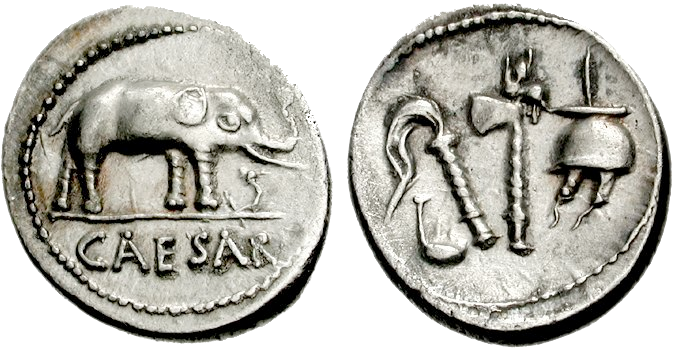 A coin minted in Italy around 49 BC