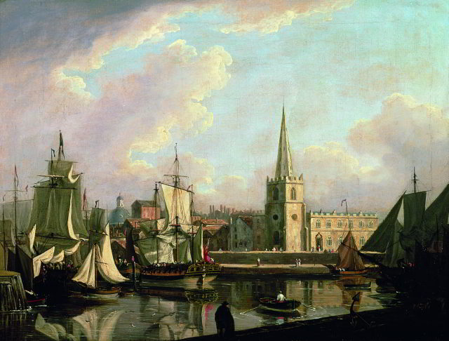 'George's Dock Basin, Liverpool, 1797', a painting by John Thomas Serres (1759-1825)