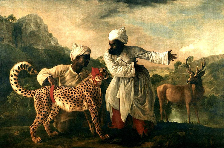 George Stubbs, A Cheetah and a Stag with Two Indian Attendants, c.1794