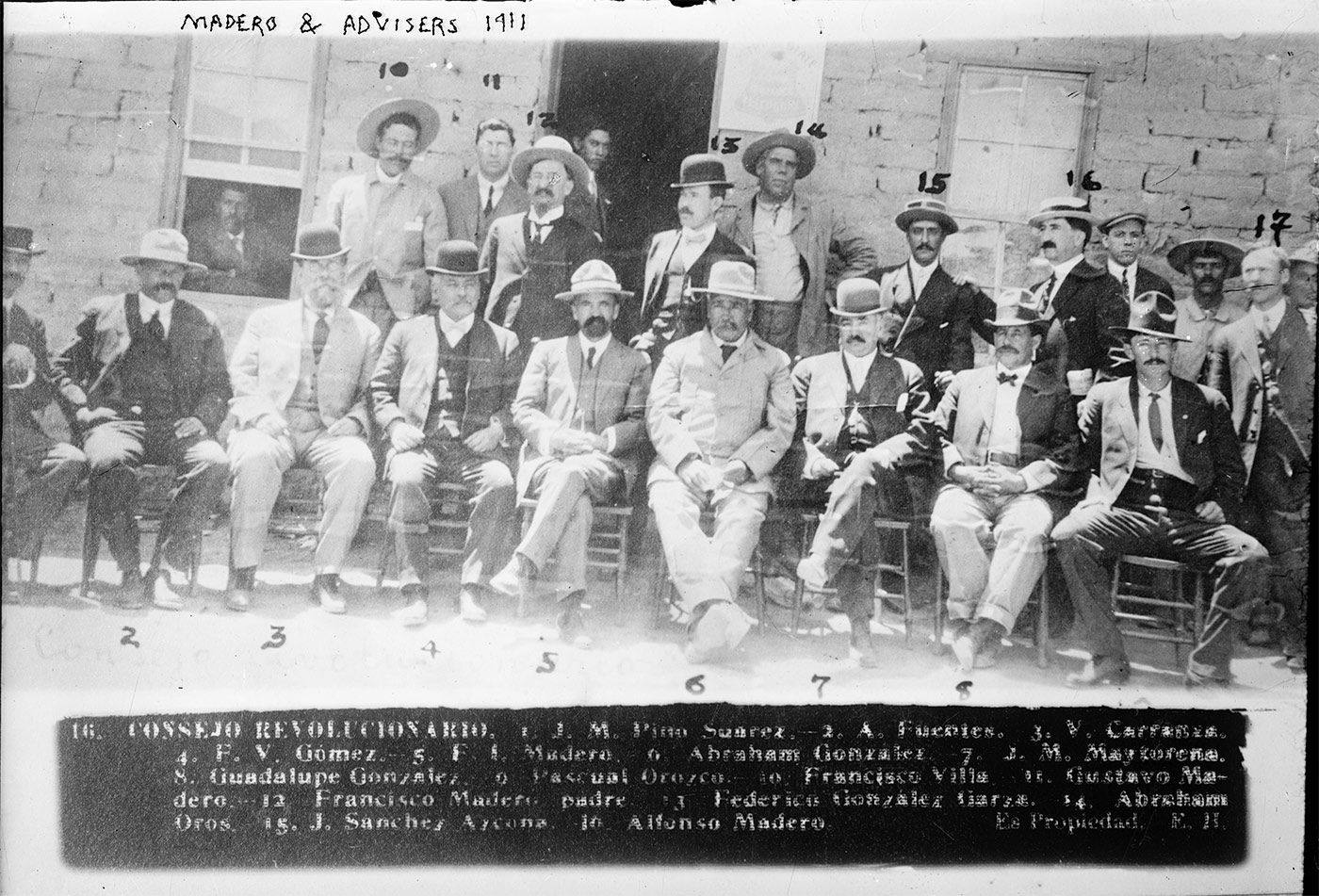 Leaders of the 1910 revolt pose for a photo after the First Battle of Juárez. 