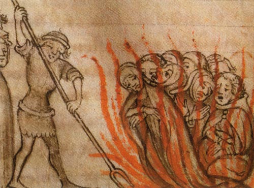 Templars being burned at the stake.