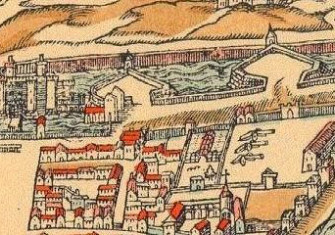 A depiction of the Bastille and neighbouring Paris in 1575.