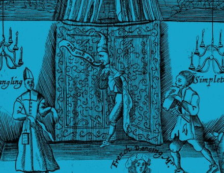 Elizabethan players, from The Wits, or Sport upon Sport, being a curious collection of several drols and farces, by Francis Kirkman, 1673. British Library/Bridgeman Images.