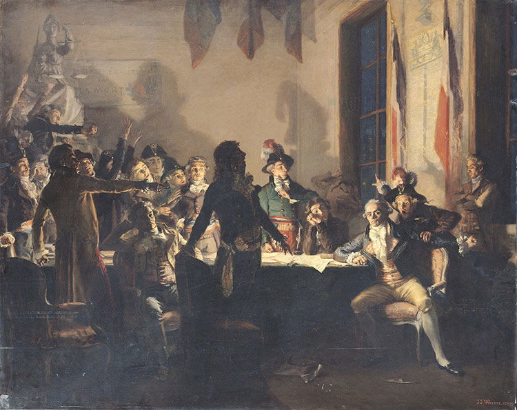 The night of 8-9 Thermidor, Year Two, when Robespierre went to the Convention to denounce several Jacobins, by Jean-Joseph Weerts. Bridgeman Images