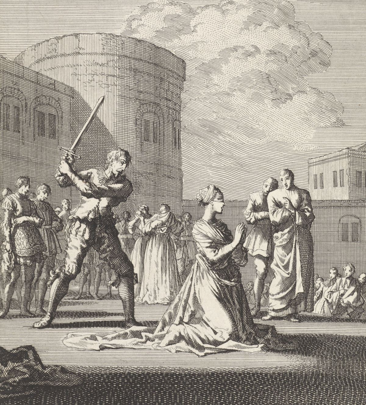 The execution of Anne Boleyn, by Jan Luyken, 1699. Rijksmuseum. Public Domain.