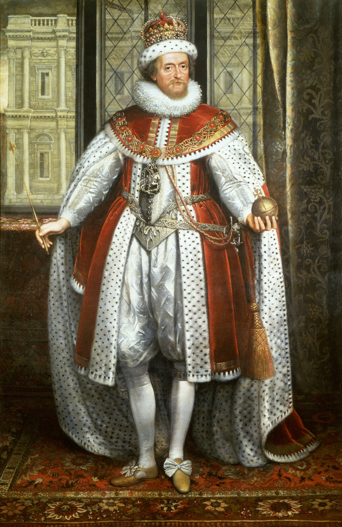  James I in his coronation robes, by Paul Somer, c.1620. Royal Collection/Bridgeman Images.