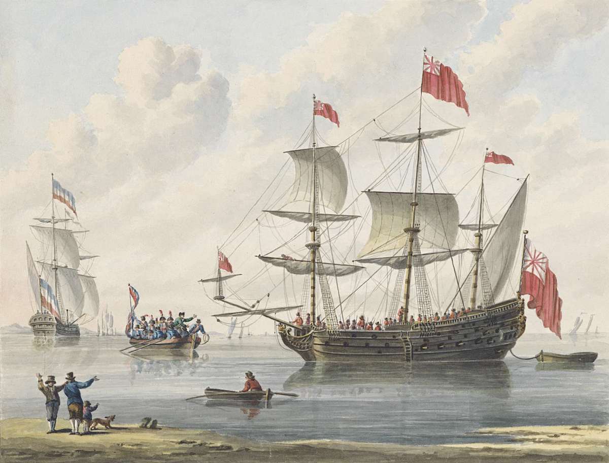 The deportation of Napoleon to St Helena, by Wijnand Esser, 1815. Rijksmuseum. Public Domain.