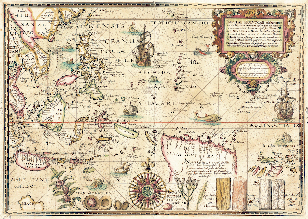 Map of the Moluccas, by Petrus Plancius, Amsterdam, 1617. State Library of New South Wales. Public Domain.