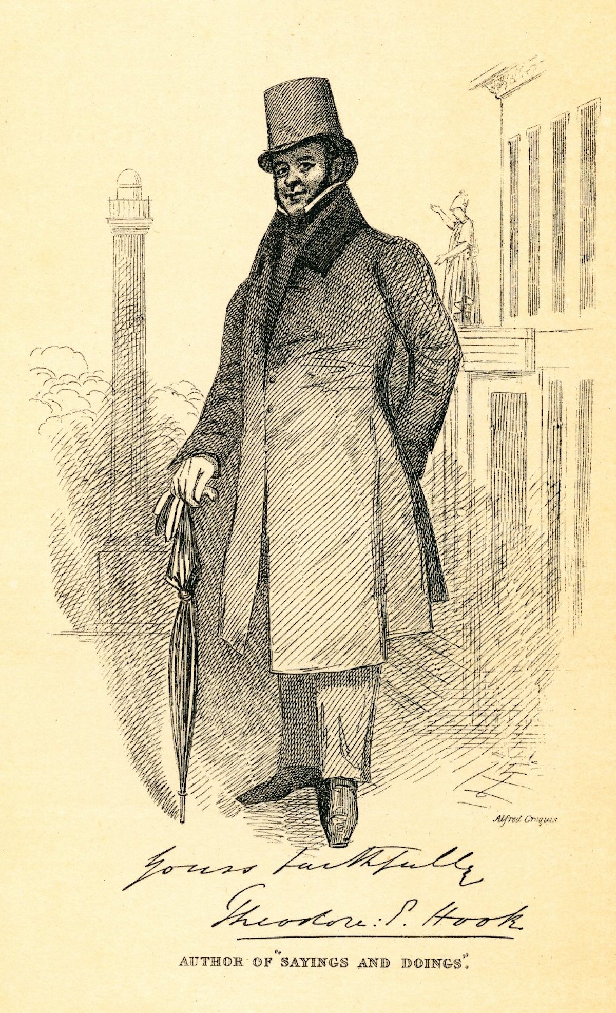 Facsimile reproduction of a print portrait of Theodore Hook by Daniel Maclise, c. 1883. University of Edinburgh (CC BY 3.0).