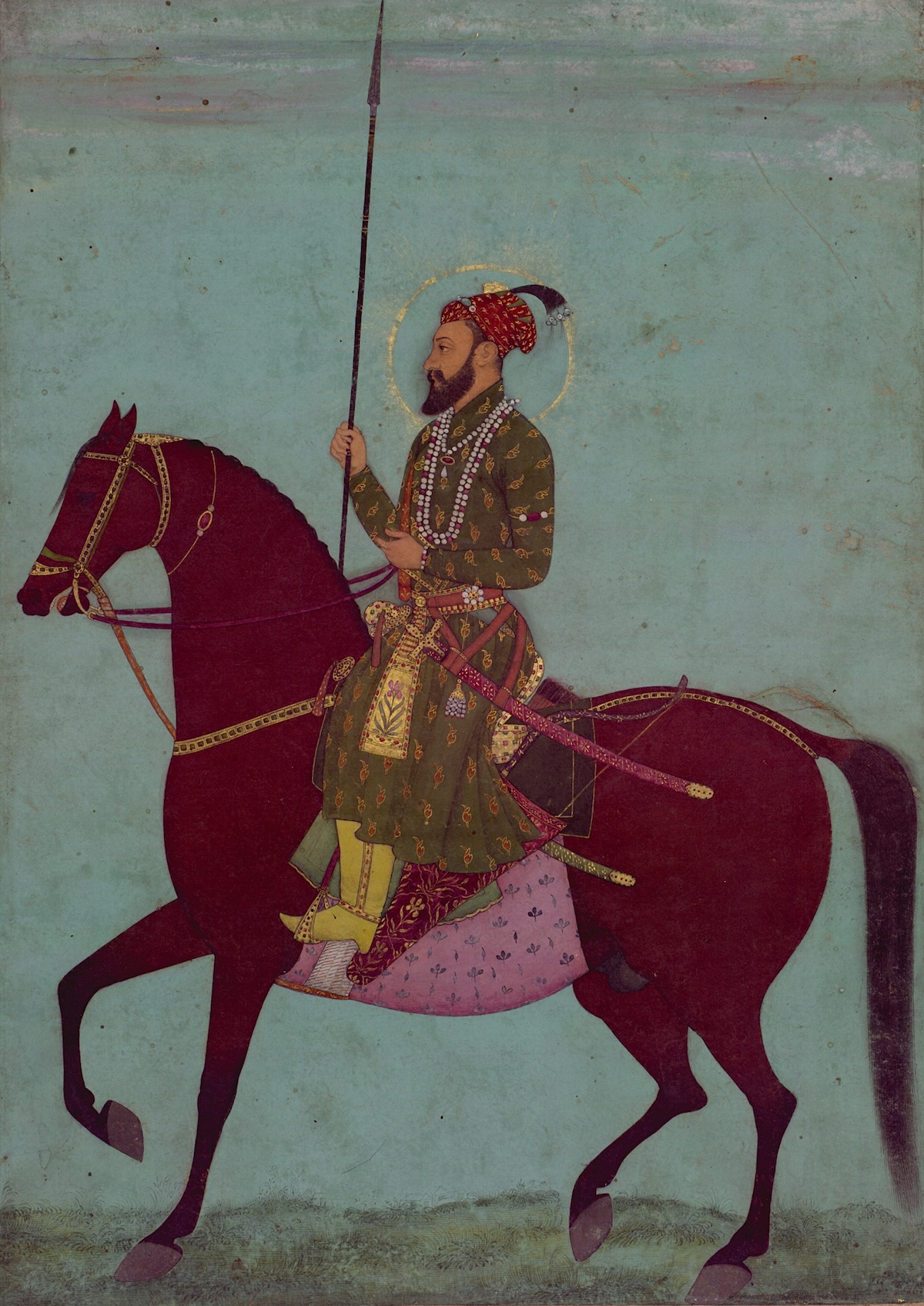 Equestrian portrait of the Mughal emperor Aurangzeb, c. 17th century. Metropolitan Museum of Art. Public Domain.