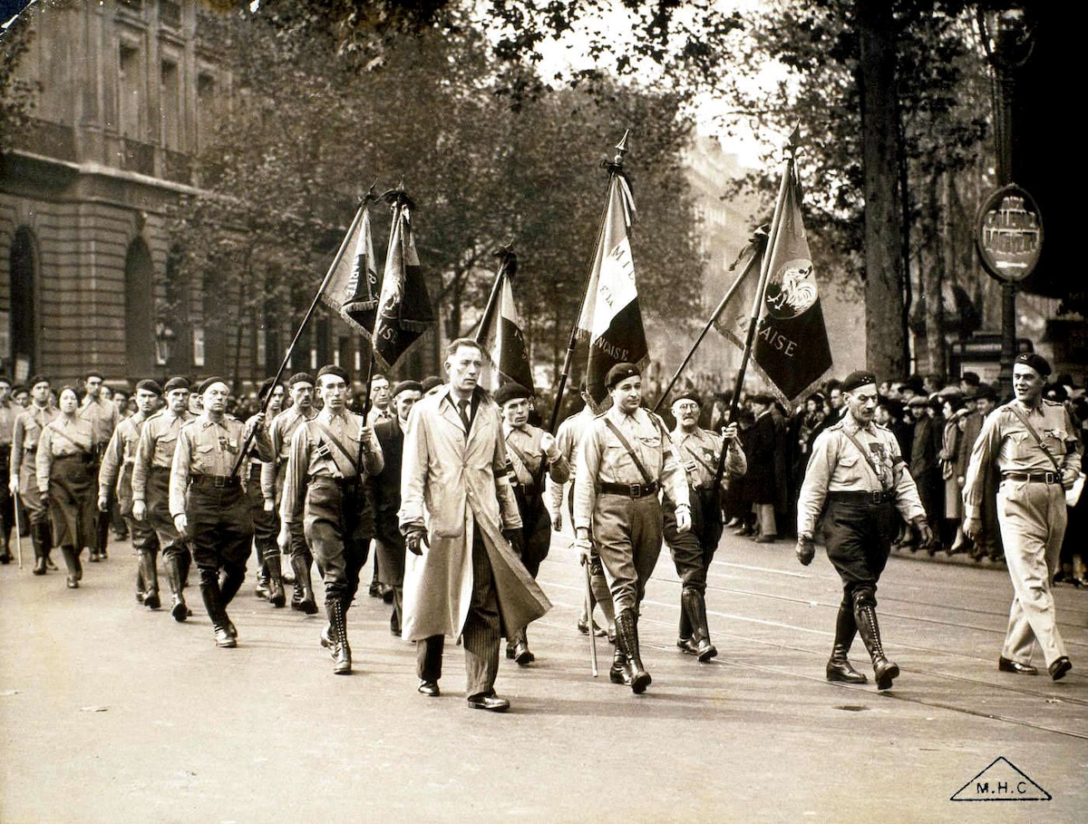 Members of the uniformed Solidarité Française in a funeral parade following the riot of 6 February 1934. La Contemporaine, Nanterre (CC0).