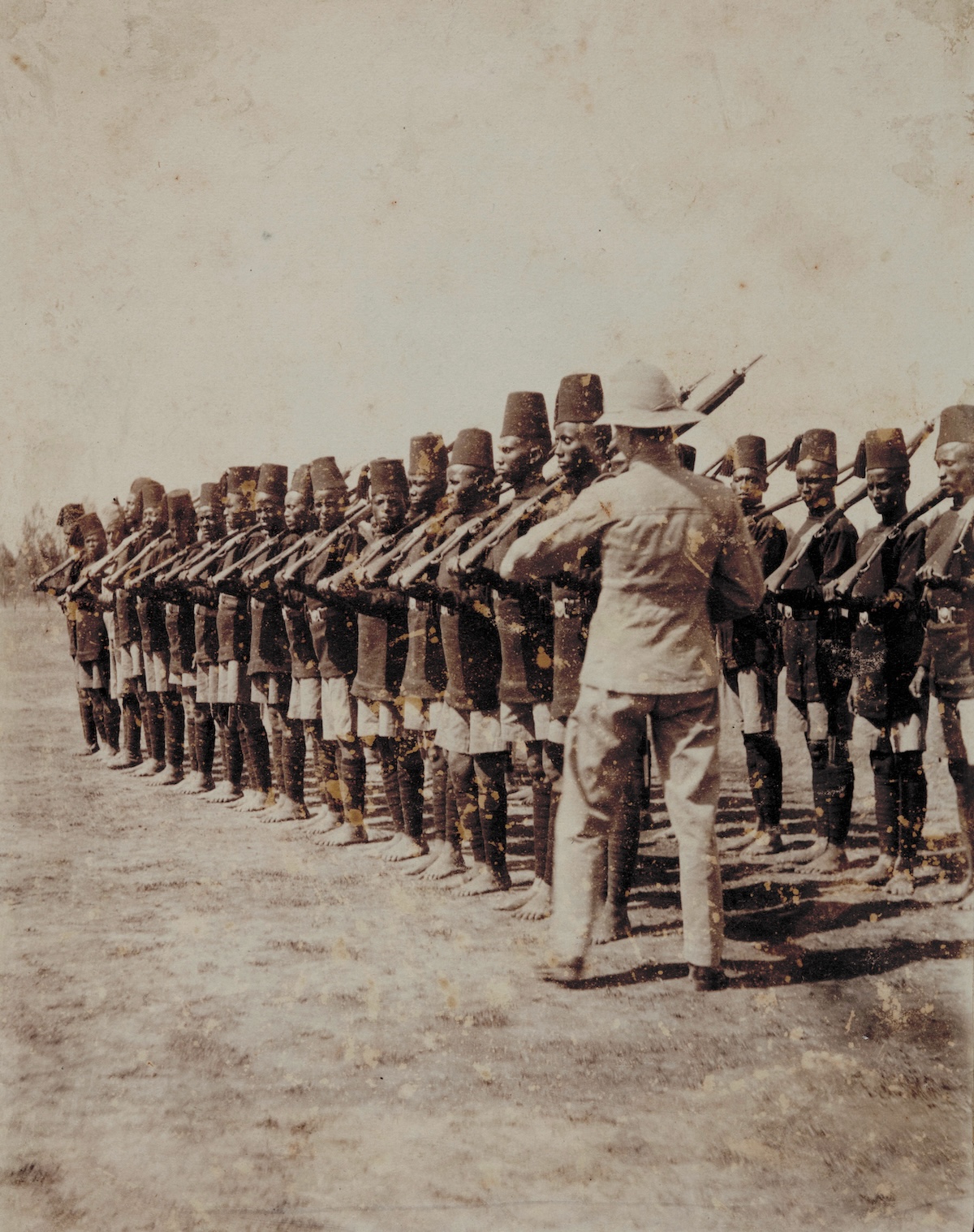 Somali recruits enlisted at Kismayu, Jubaland, southern Somalia, c.1910. Bristol Archives/Universal Images Group/Getty Images.