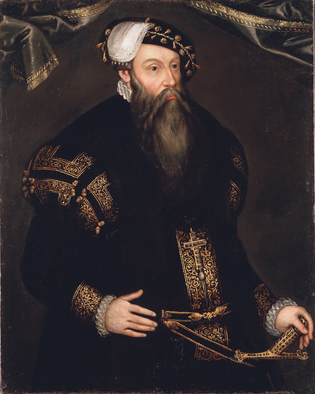 A portrait of Gustav I Vasa, after a painting dating to the 1540s, attributed to Cornelius Arendtz, 17th century. Nationalmuseum, Sweden.