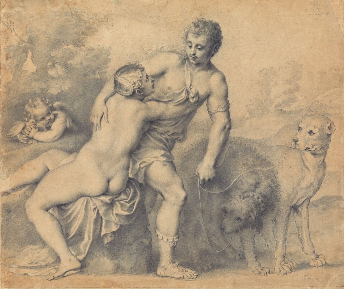 ‘Venus and Adonis’, by Peter Oliver, c. 1631. Yale Center for British Art, Paul Mellon Collection. Public Domain.