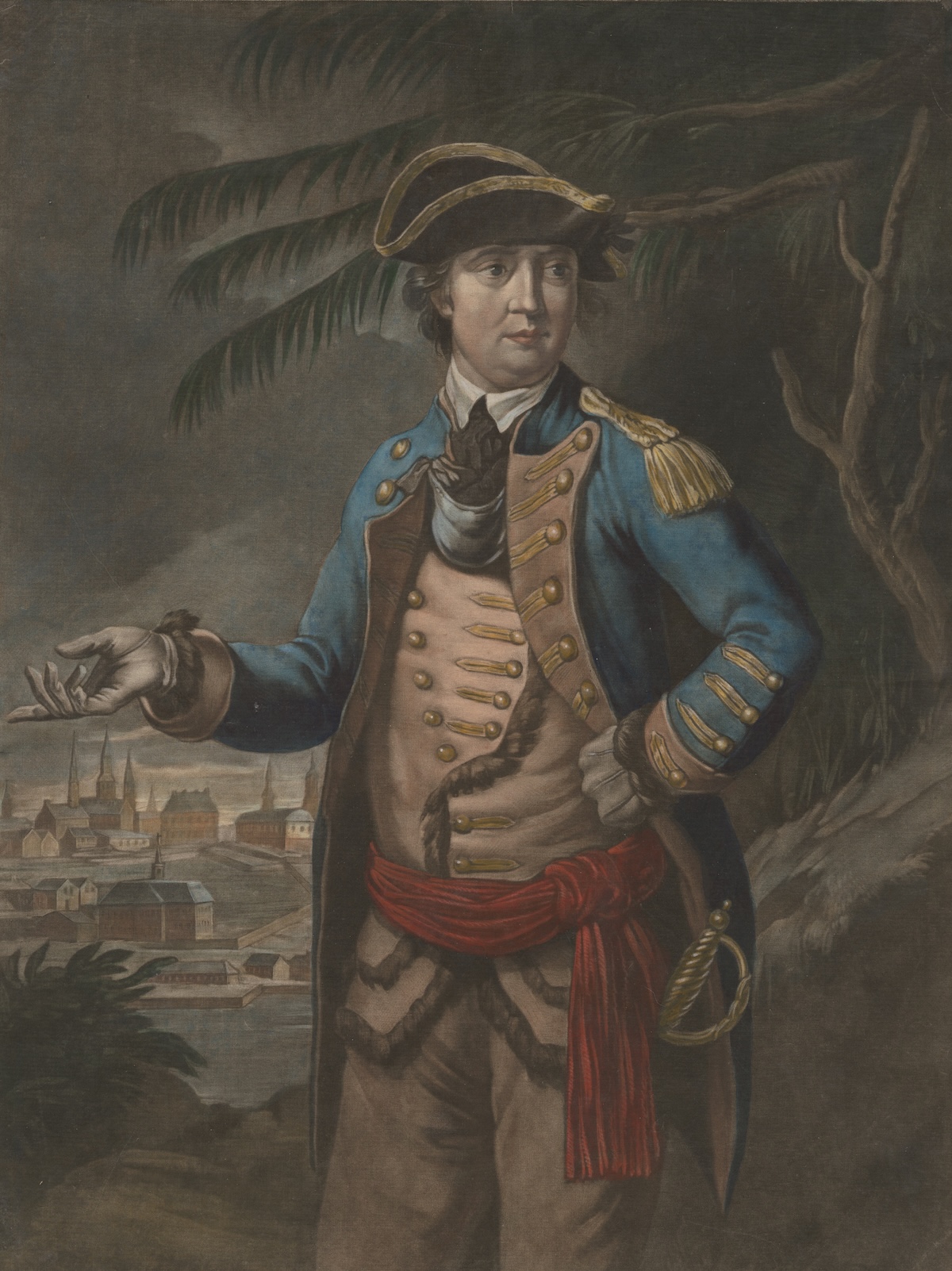 Benedict Arnold, as a colonel in the Continental Army and hero of the Revolutionary War, by Thomas Hart, 1776. Prints, Drawings and Watercolors from the Anne S.K. Brown Military Collection. Brown Digital Repository. Brown University Library. Public Domain