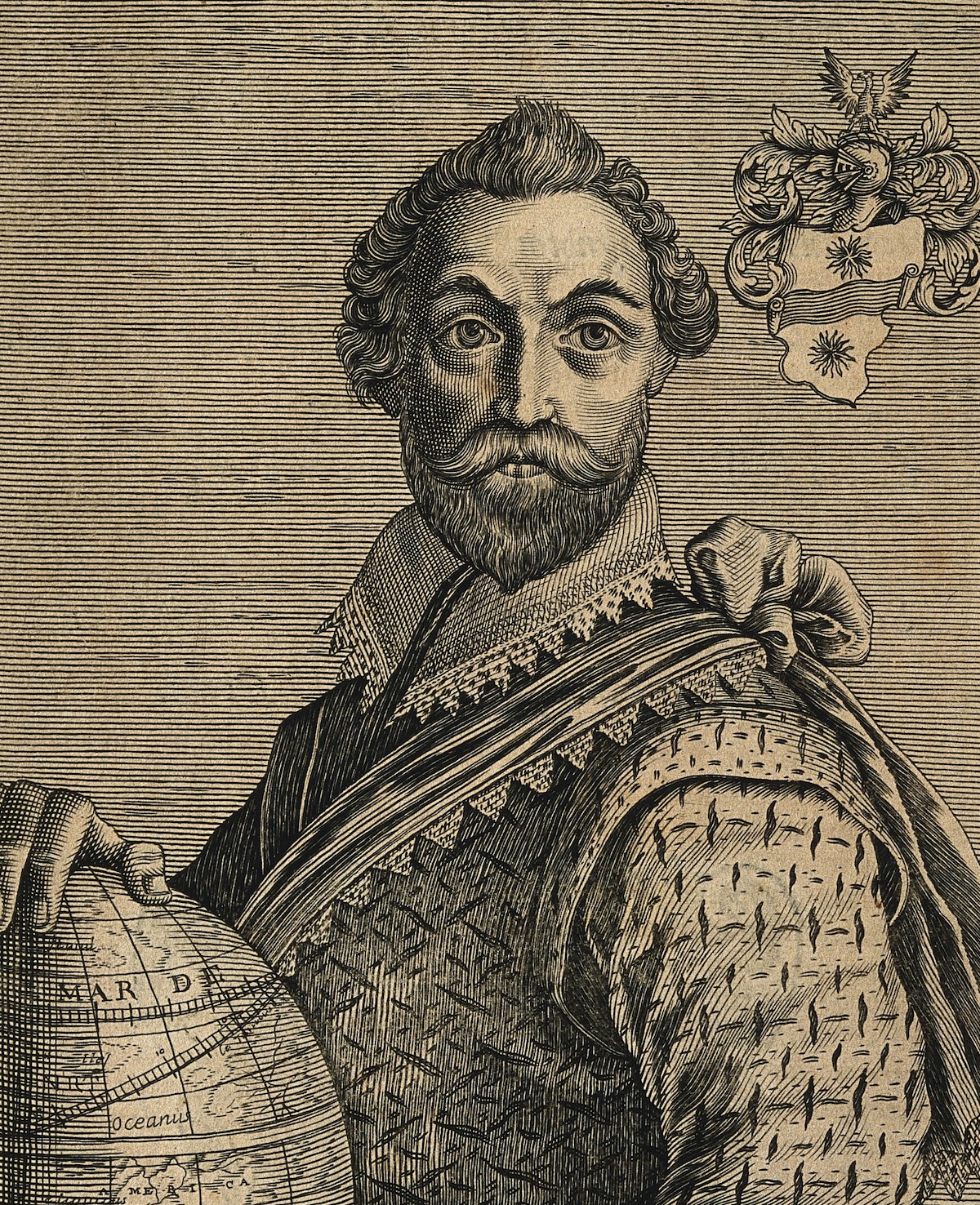 Sir Francis Drake, line engraving by N. de Larmessin, 1682. Wellcome Collection. Public Domain.