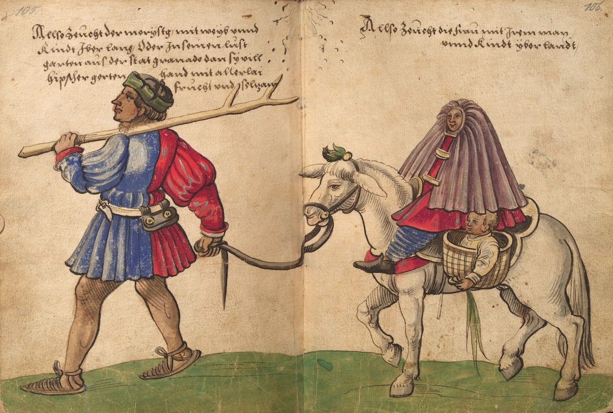 Moriscos in the Kingdom of Granada, from a costume book by Christoph Weiditz, c. 1530-40. Germanisches National Museum. Public Domain.