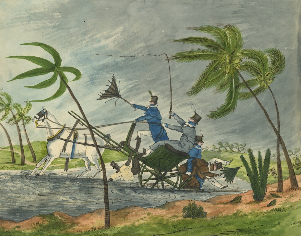 ‘Overtaken in a Hurricane in Jamaica, 1812’, by Catherine Street. Prints, Drawings and Watercolors from the Anne S.K. Brown Military Collection. Brown Digital Repository. Brown University Library. Public Domain.