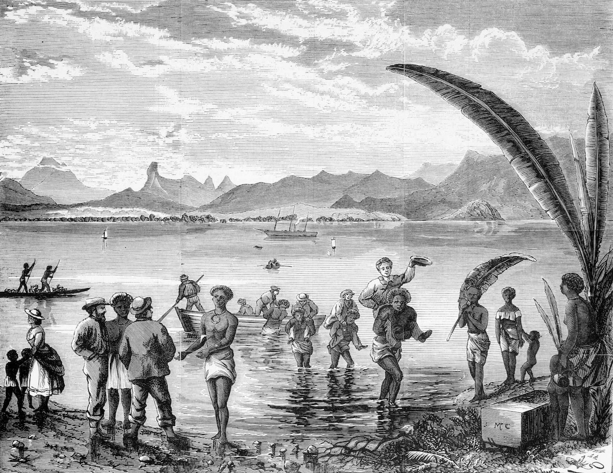 Landing at Suva on the Fijian island of Vita Lev, by Robert Bruce, 17 June 1871. State Library Victoria. Public Domain.