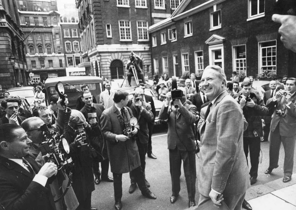 Edward Heath, newly elected leader of the Conservative Party, outside his home, London, 27 July 1965. Photo by Jim Gray/Keystone/Hulton Archive/Getty Images.