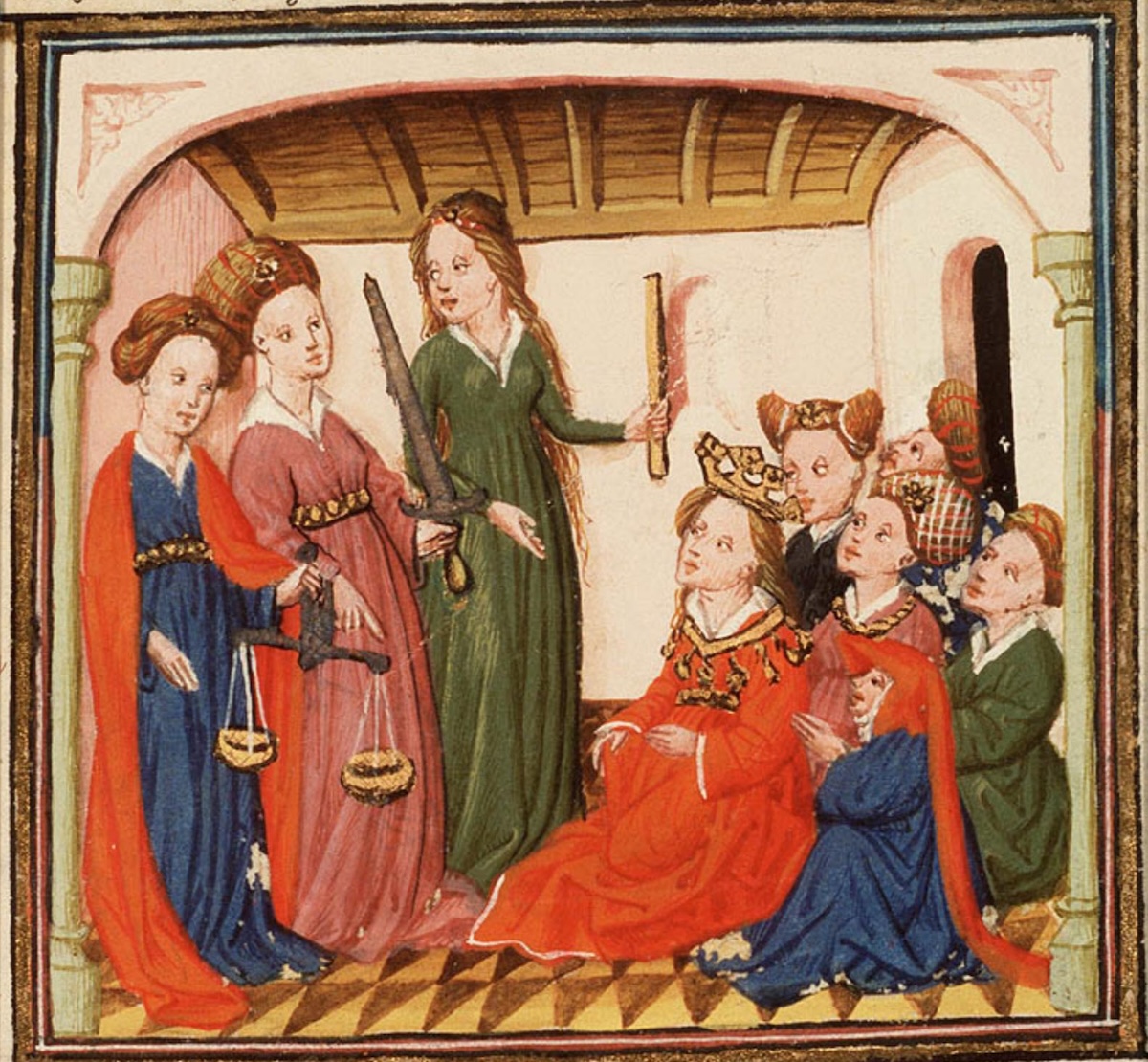 Reason, Righteousness and Sincerity teaching some women, c. 1425-50. KB, National Library of the Netherlands. Public Domain.