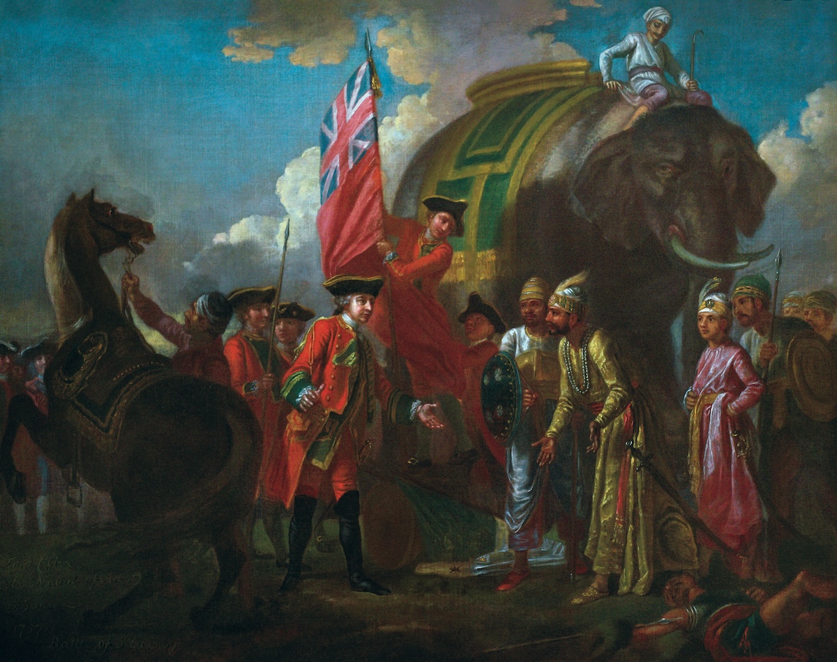 Robert Clive meeting Mir Jafar after the Battle of Plassey, Francis Hayman, c.1762. PRISMA ARCHIVO/Alamy Stock Photo.