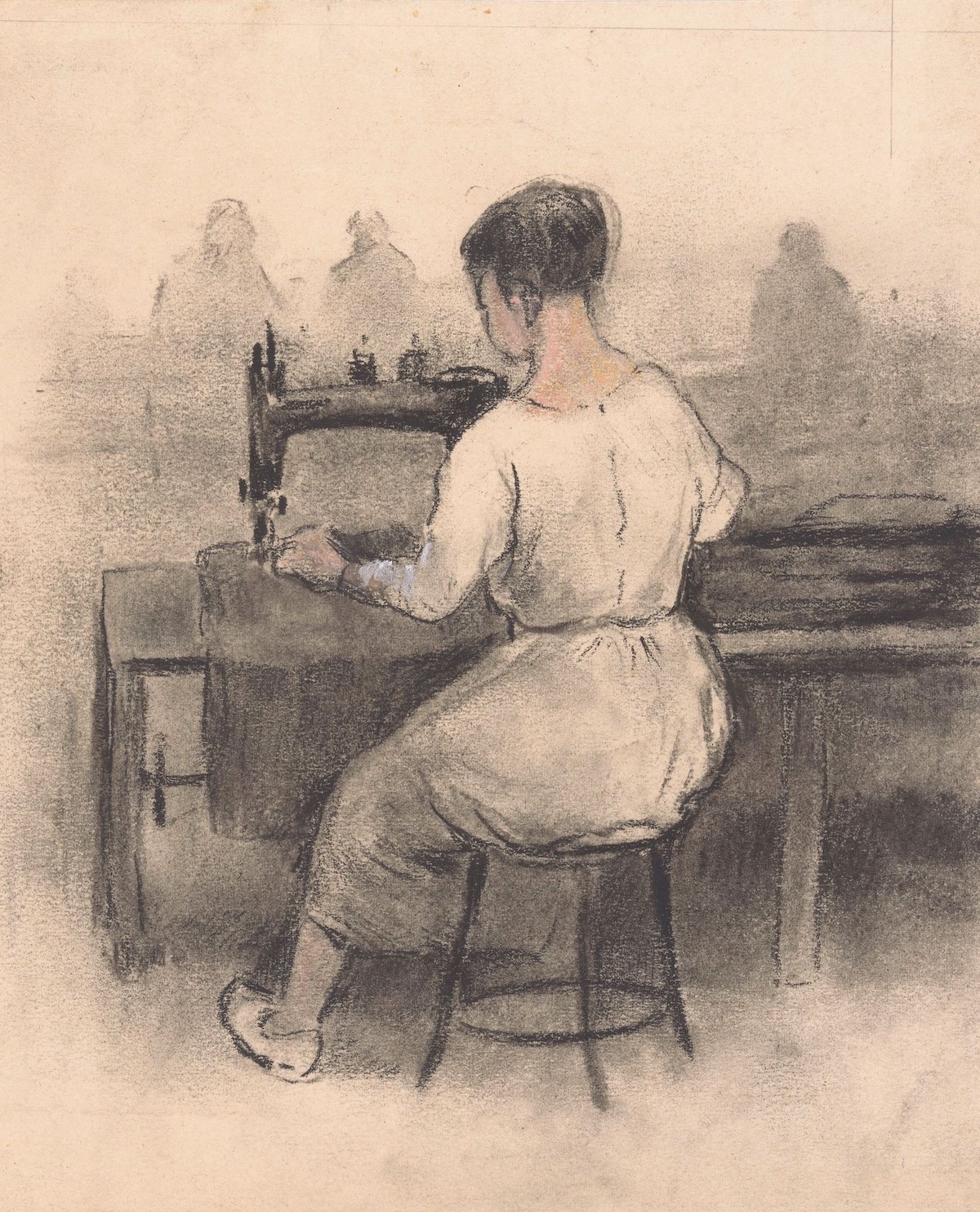 A woman at a sewing machine, by Herman Heijenbrock, c. early 20th century. Rijksmuseum. Public Domain.