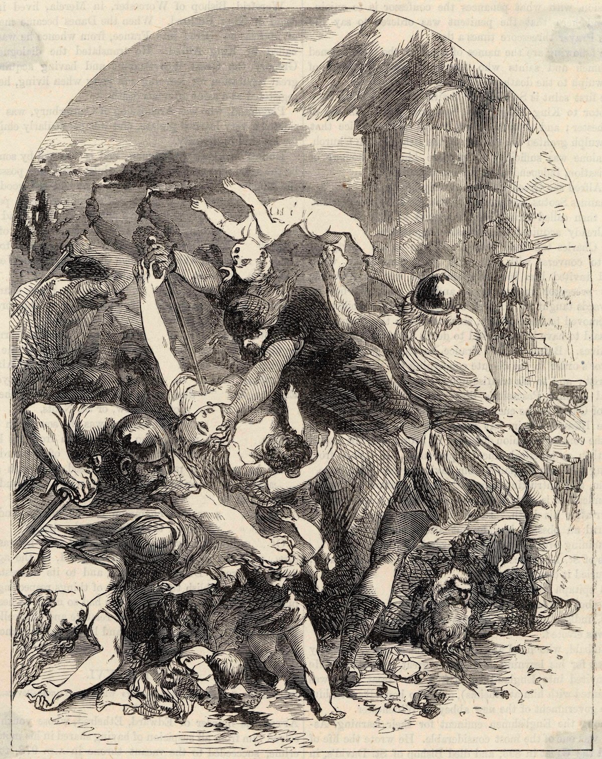 St Brice’s Day Massacre, from Cassell’s Illustrated History of England, 1890. Chronicle/Alamy Stock Photo.