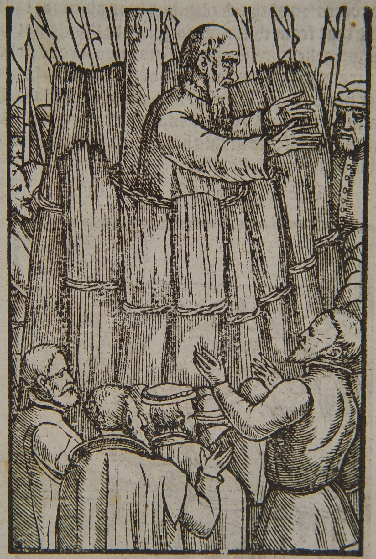 Richard Bayfield, a relapsed protestant descrubed for Sir Thomas More as ‘a dog returning to his vomit’, is burned, from John Foxe’s Acts and Monuments. Southern Methodist University Bridwell Library. Public Domain.