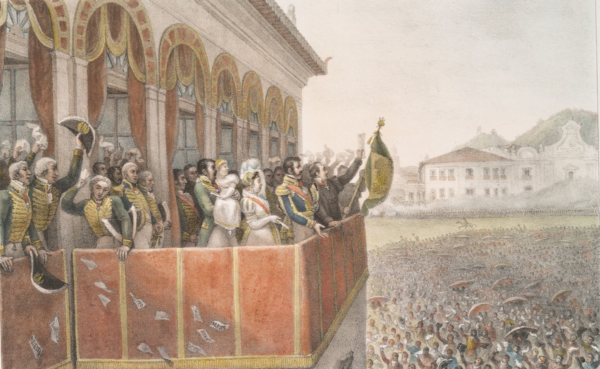 The acclaimation of Dom Pedro I as emperor of Brazil at Rio de Janeiro, by Jean Baptiste Debret, c. 1834-39. New York Public Library. Public Domain.