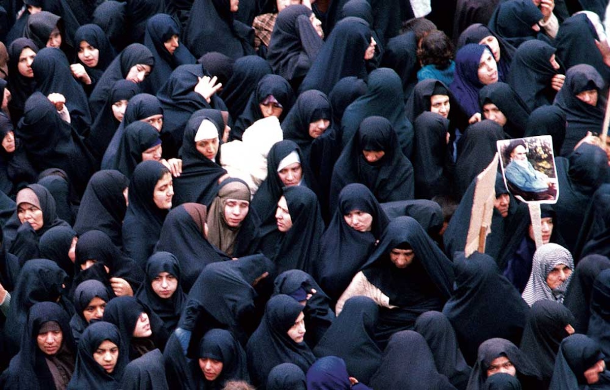 Women protest during the Iranian Revolution, Tehran, 1978. Getty Images.