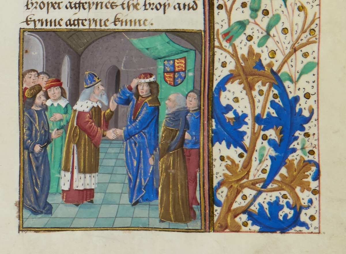 Manuel II Palaiologos meeting with Henry IV, from the St Albans Chronicle, late 15th century. Lambeth Palace Library/Bridgeman Images.