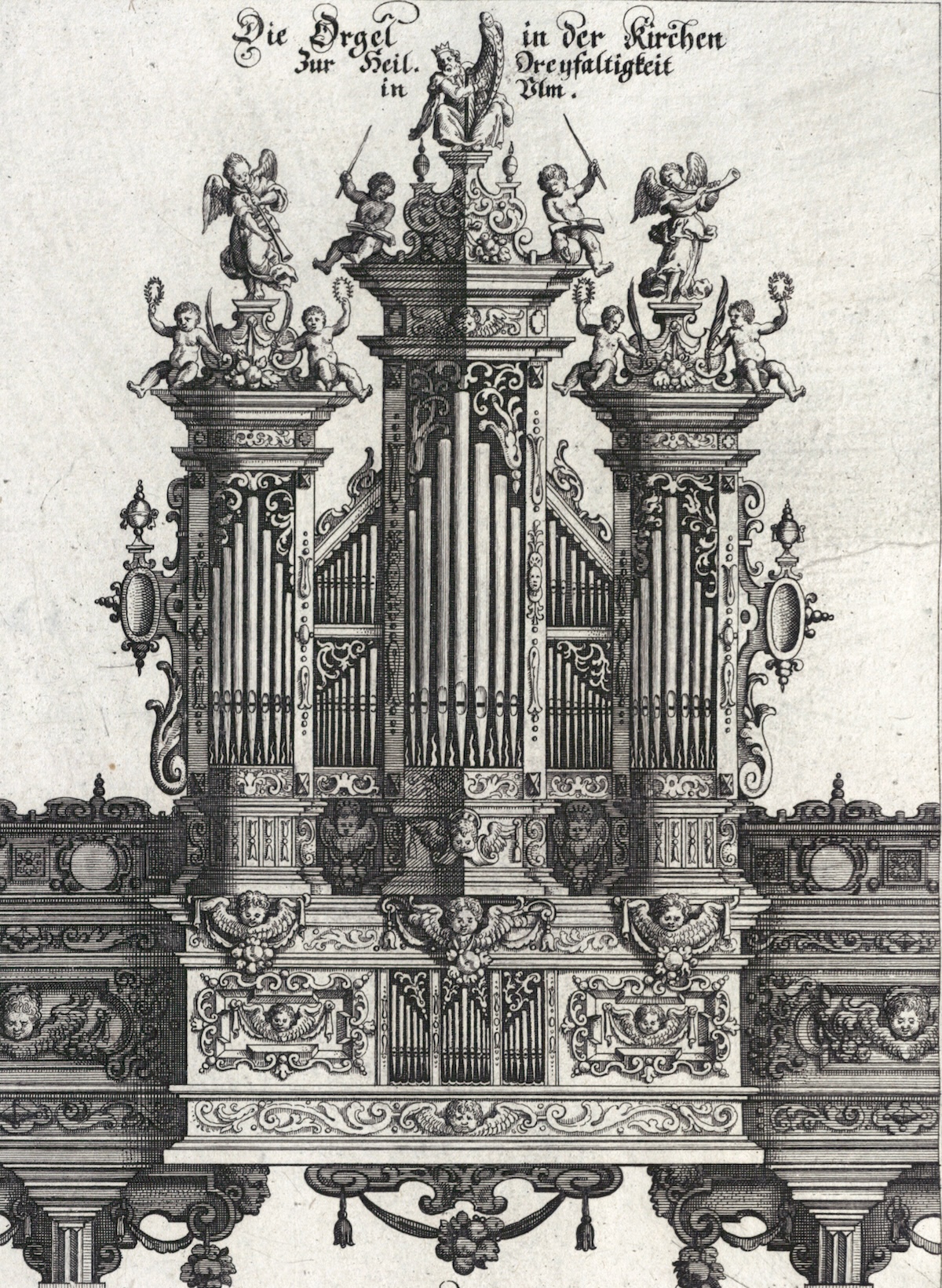 The Ehemann organ in the Holy Trinity Church, Ulm, 1643. Kartensammlung Moll. Public Domain.