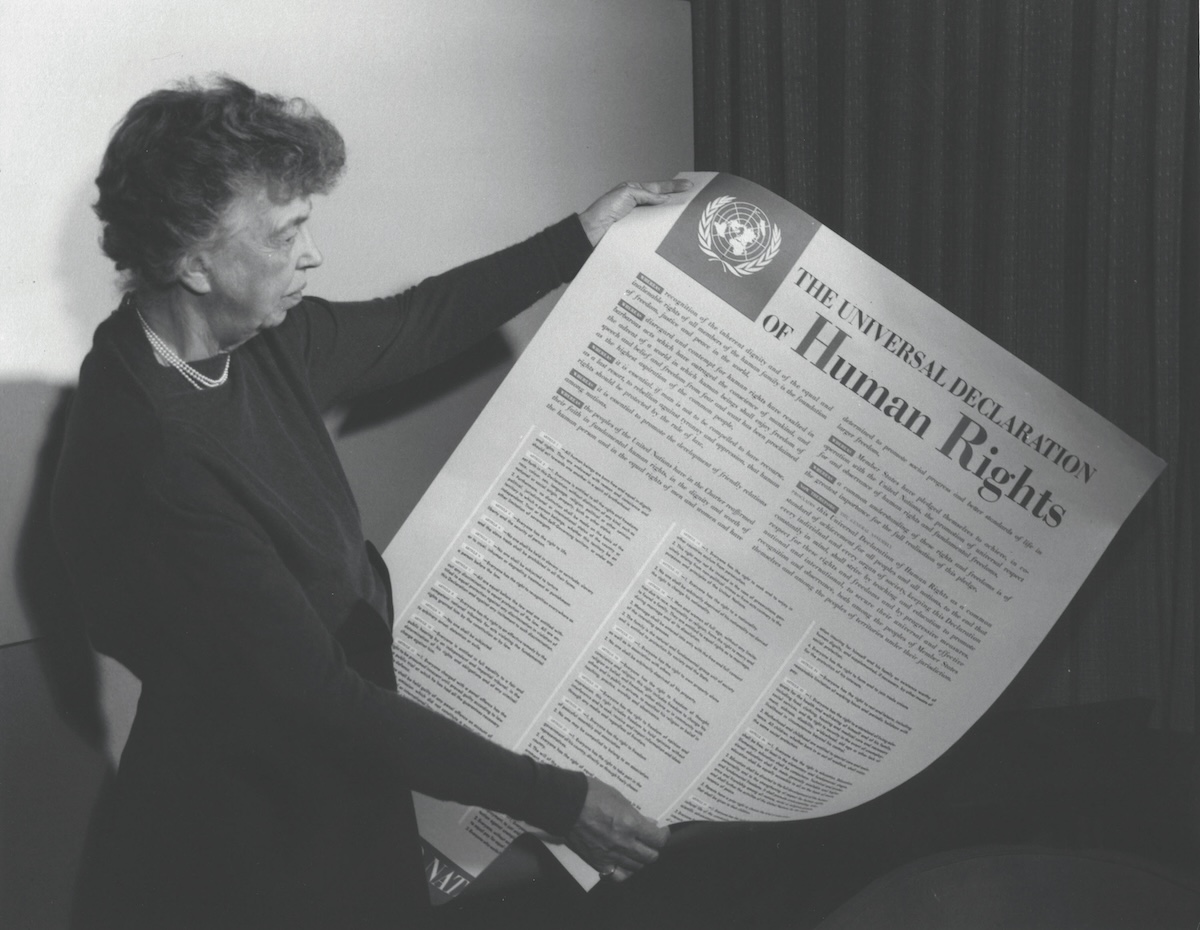 Eleanor Roosevelt and the UN Declaration of Human Rights, 1949. FDR Presidential Library/NARA.