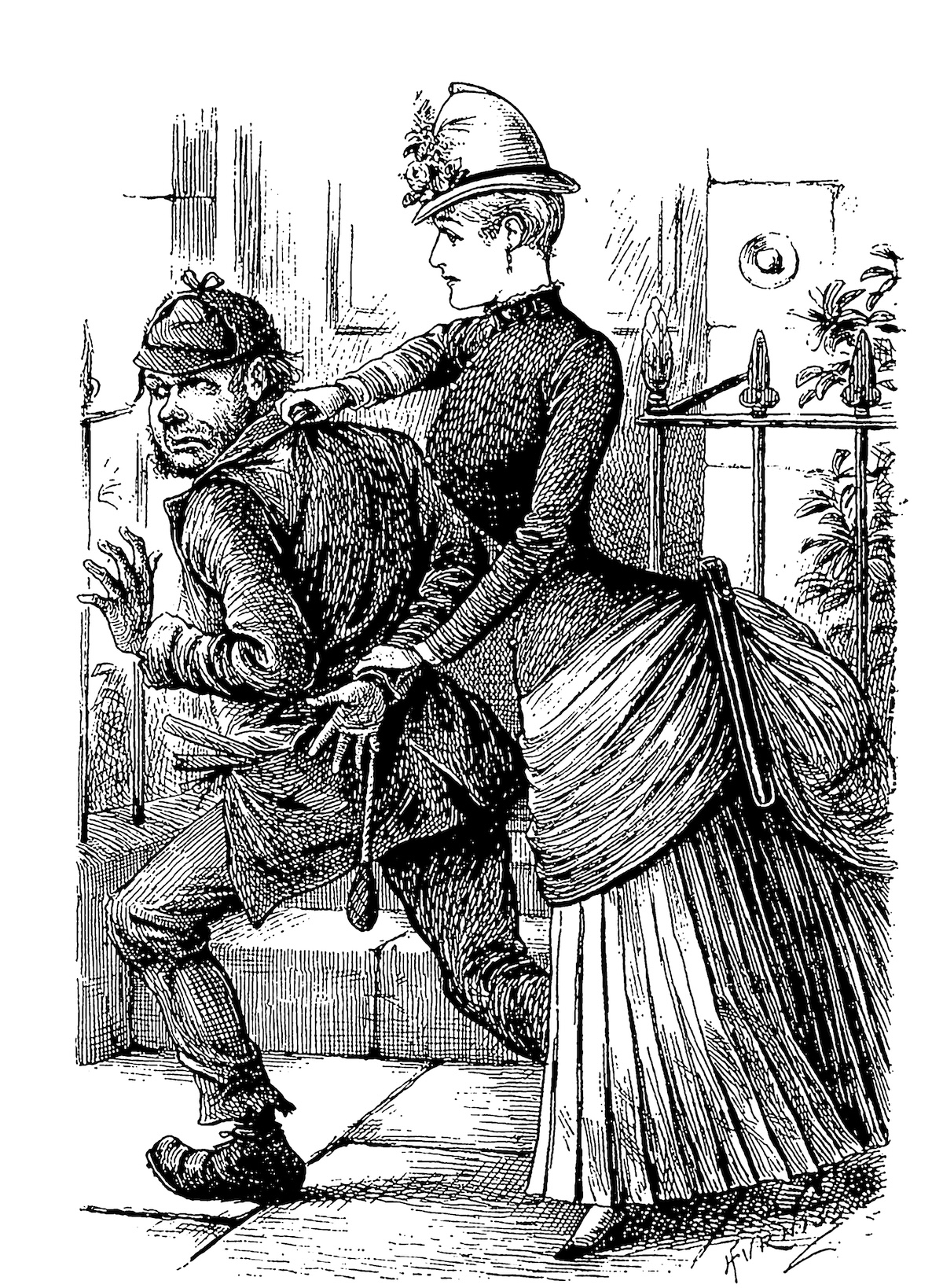  The policewoman of the future as imagined by Harry Furniss, Judy Magazine, 5 August 1885. Public Domain.