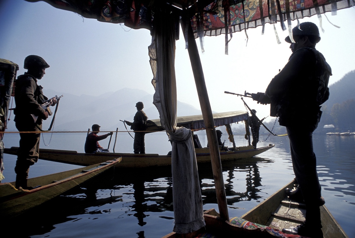 Indian security forces in Srinagar, Kashmir, 2009. Dinodia/Topfoto.