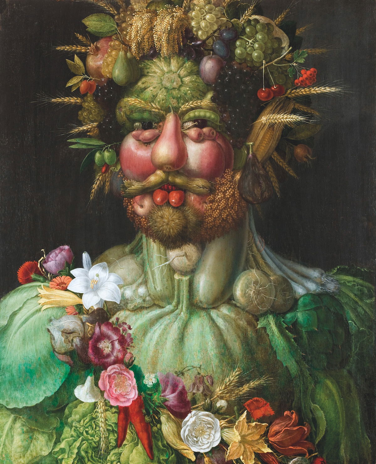 Portrait of Rudolf II as Vertumnus, by Guiseppe Arcimboldo, 1591. Statens Histoiska Museer, Sweden. Public Domain.