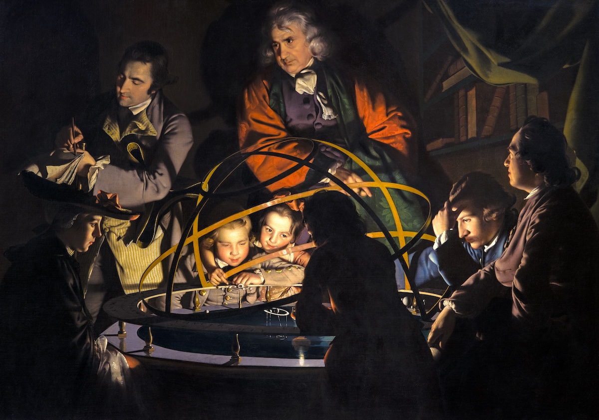 Detail from Joseph Wright of Derby’s A Philosopher Giving that Lecture on an Orrery, in which a Lamp is put in the Place of the Sun, 1766. Derby Museum and Art Gallery. Public Domain.