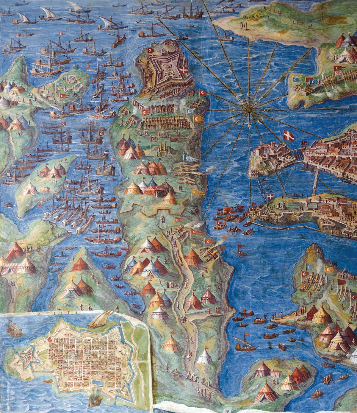 The Siege of Malta, detail from the Vatican Gallery of Maps, 16th century. Adam Eastland Art + Architecture / Alamy Stock Photo.