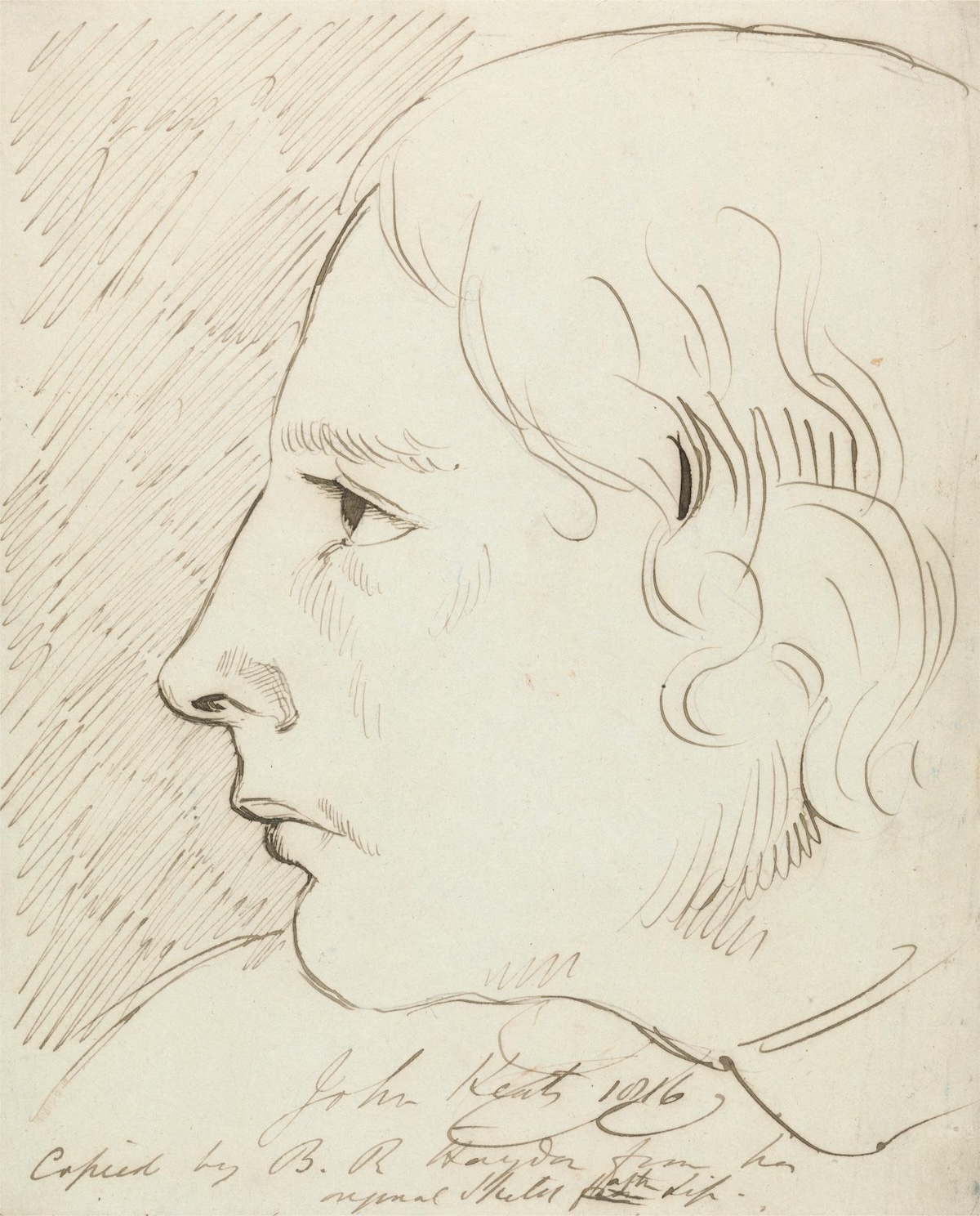 Detail from a portrait sketch of John Keats by Benjamin Haydon, 1816. Yale Center for British Art, Paul Mellon Collection. Public Domain.