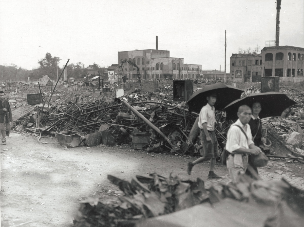 Ginza, Tokyo in the aftermath of the firebombing, March 1945. NARA. Public Domain.