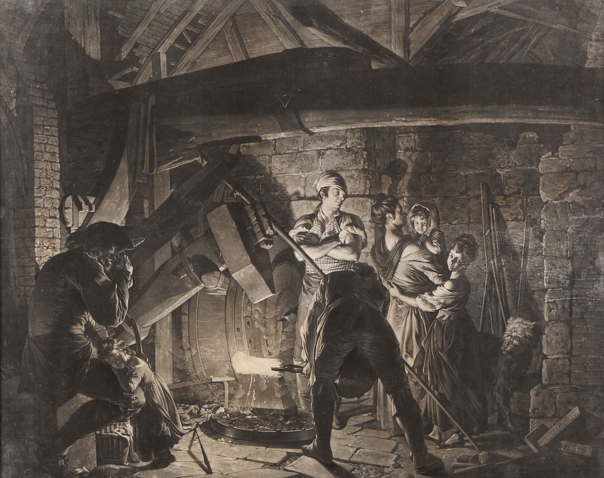 An iron forge, by Richard Earlom after Joseph Wright, c.1743-1822. Birmingham Museums Trust/Birmingham Museum & Art Gallery. Public Domain. An iron forge, by Richard Earlom after Joseph Wright, c.1743-1822. Birmingham Museums Trust/Birmingham Museum & Art Gallery. Public Domain.