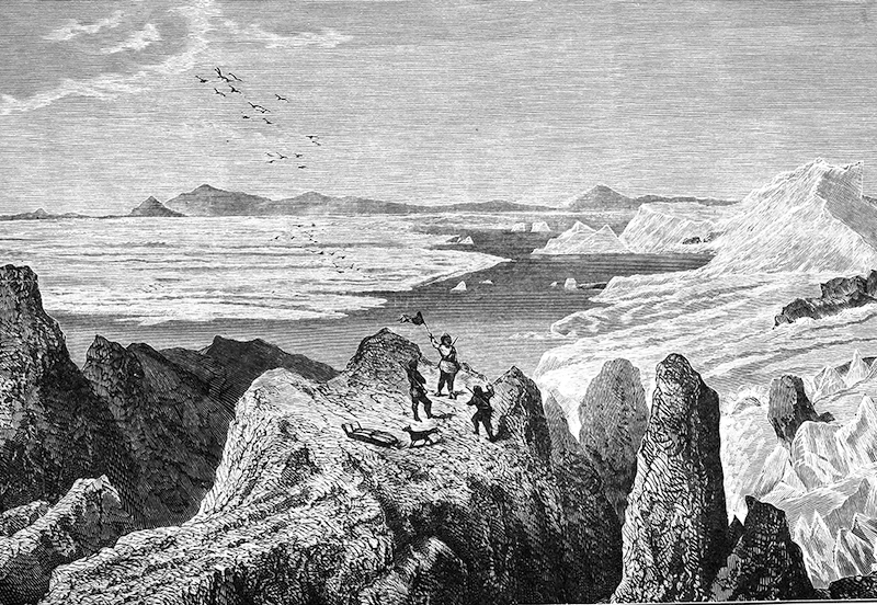 ‘Cape Fligely, Eastern Coast of Greenland, with the Frozen Sea’, illustration for The World As It Is, by George Chisholm, 1885. World History Archive/Alamy Stock Photo.