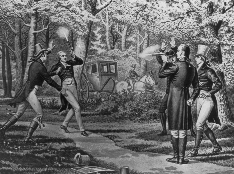 The Aaron Burr and Alexander Hamilton duel, 11 July 1804. Library of Congress. Public Domain.