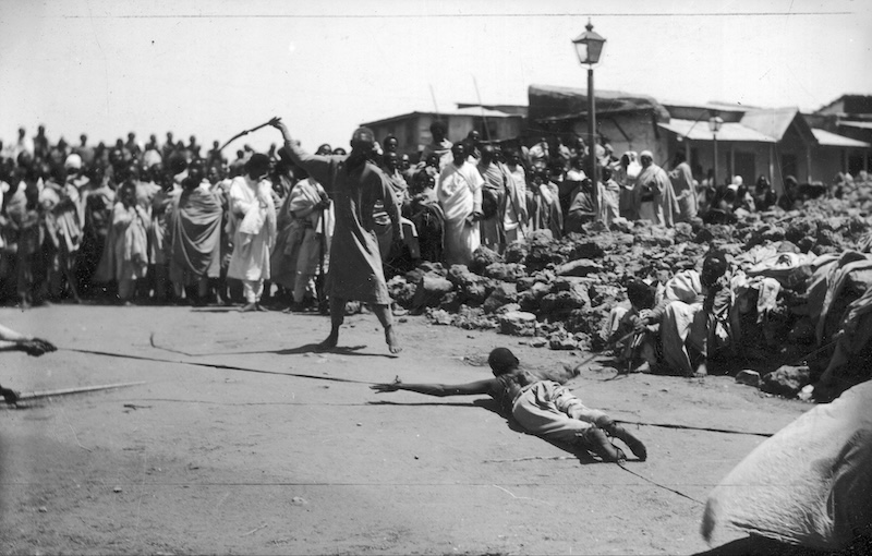 A public flogging in Abyssinia, c. 1932.