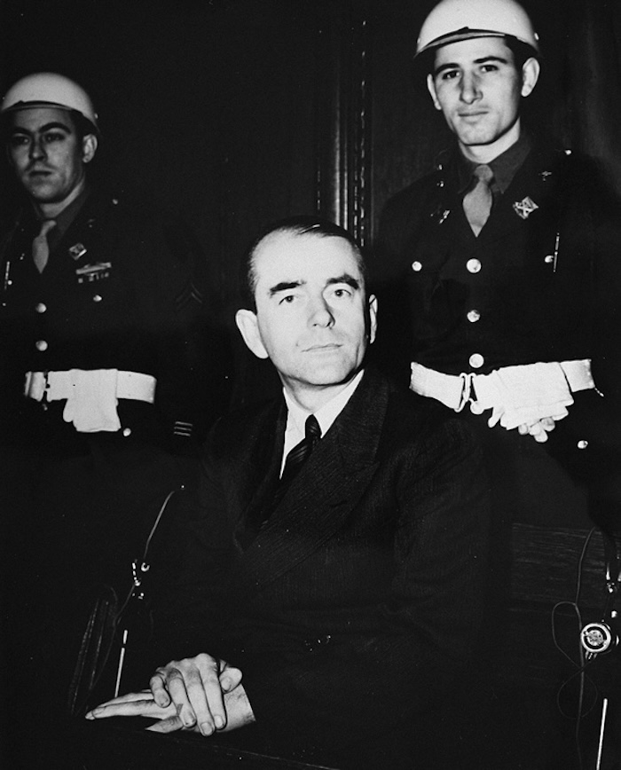 Albert Speer at the International Military Tribunal trial of war criminals at Nuremberg, by Charles Alexander, 20 November 1945 to 1 October 1946. United States Holocaust Memorial Museum, courtesy of Harry S. Truman Library. Public Domain.