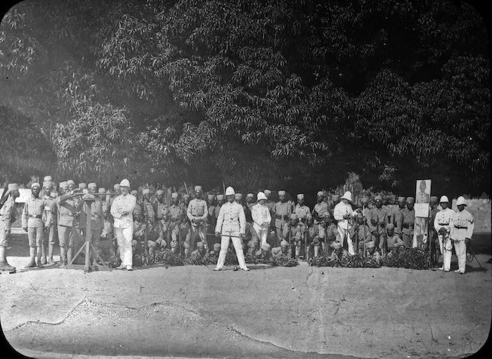 Askaris drilling in German East Africa, by Rudolf Gansser Jr, c.1899. State Archives of Baden-Württemberg (CC BY).